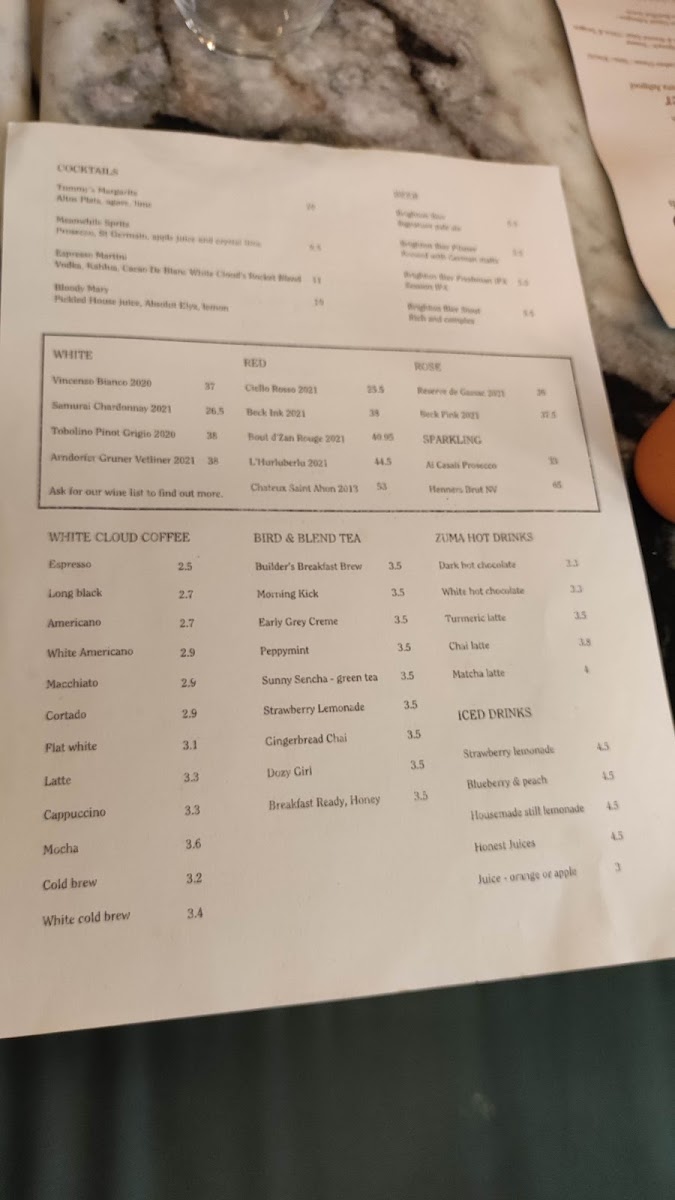 Meanwhile menu board