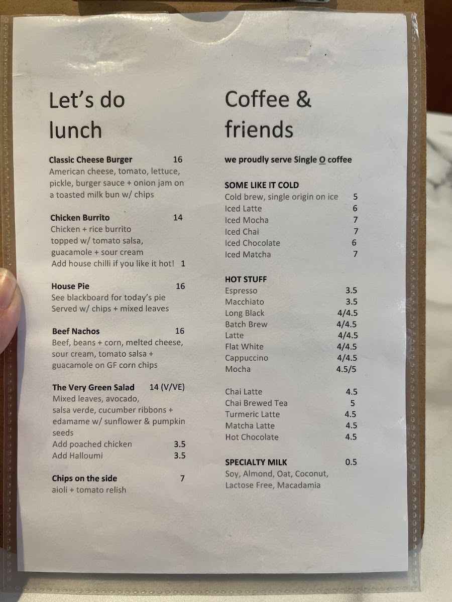 Città Cafe menu board