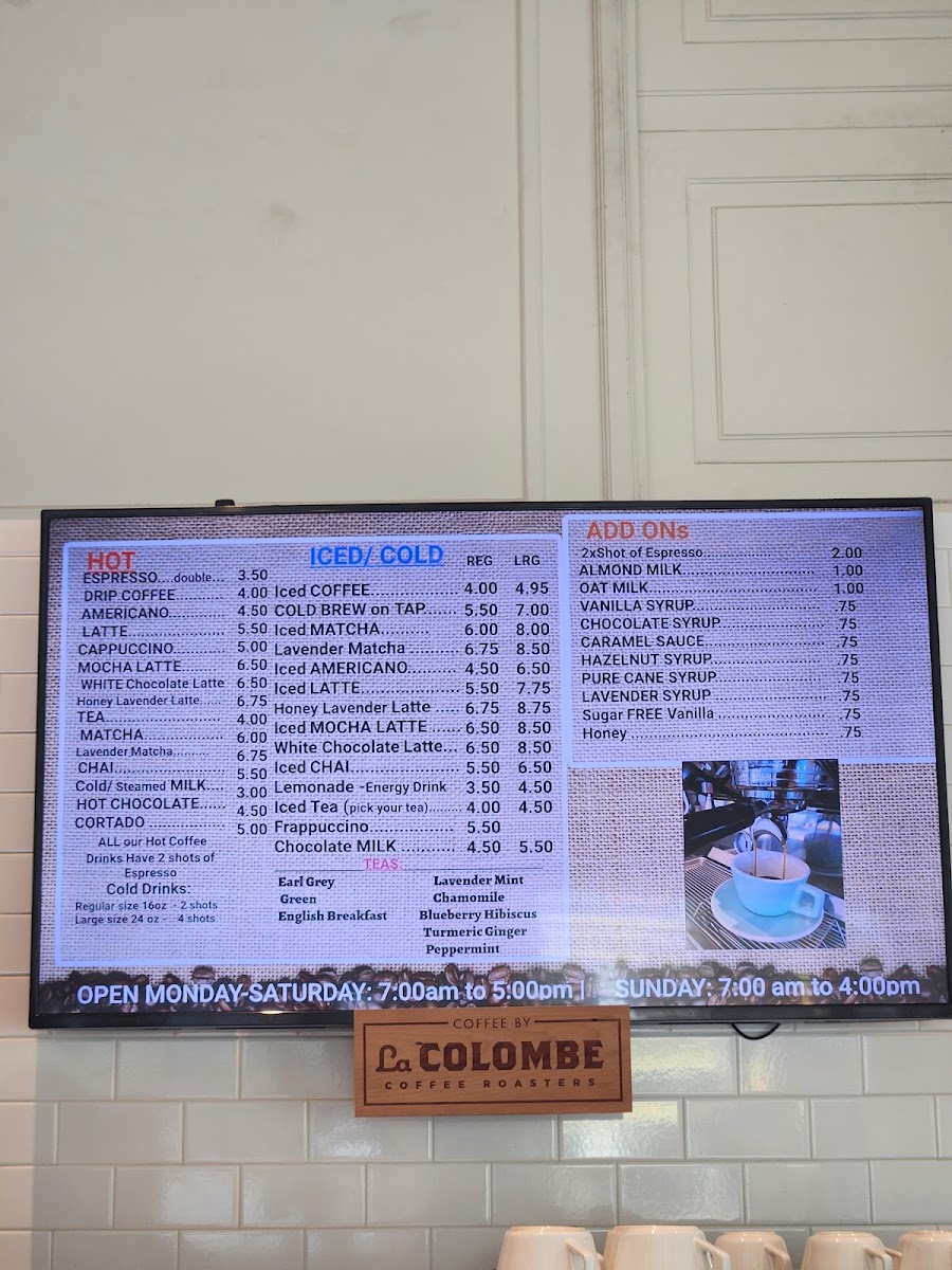 Sweet Corner Coffee and Cakes menu board