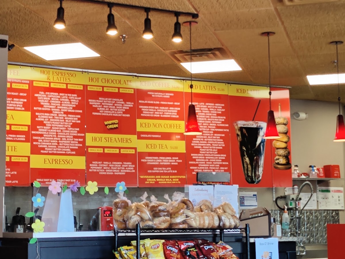 Bagels N Brew menu board