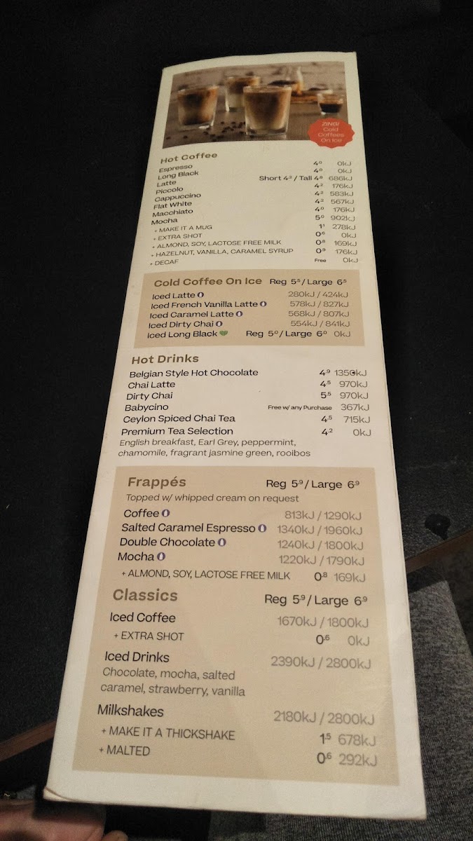 The Coffee Club - Goulburn Square menu board