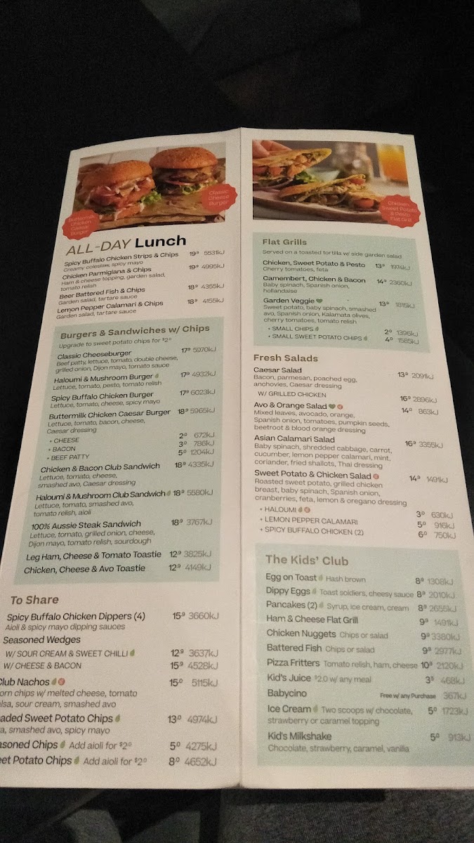 The Coffee Club - Goulburn Square menu board