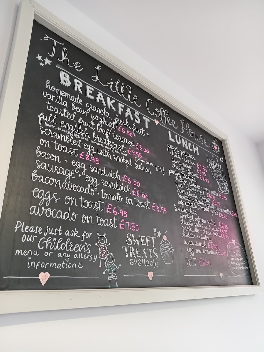 The Little Coffee House Calverley menu board