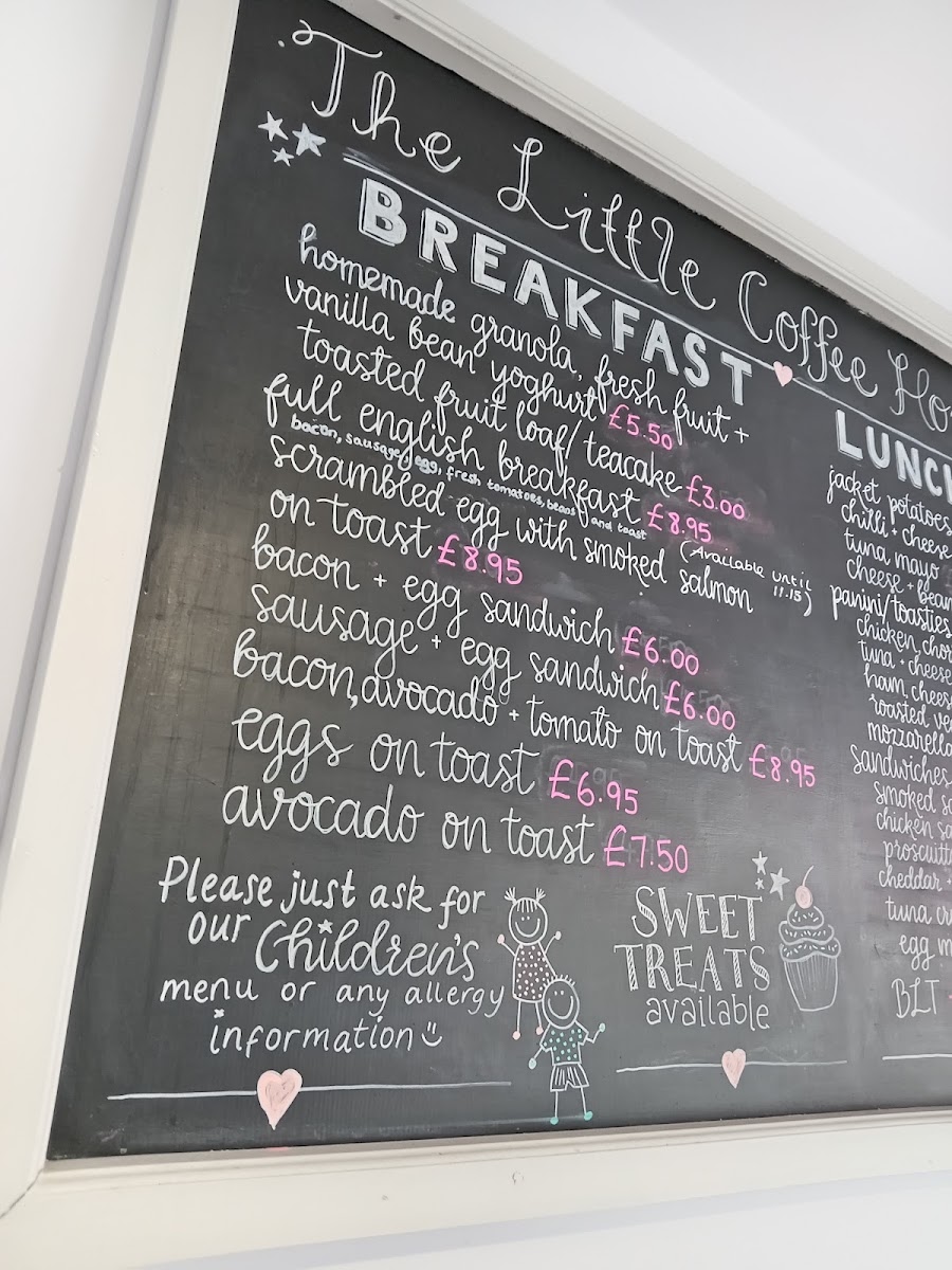 The Little Coffee House Calverley menu board