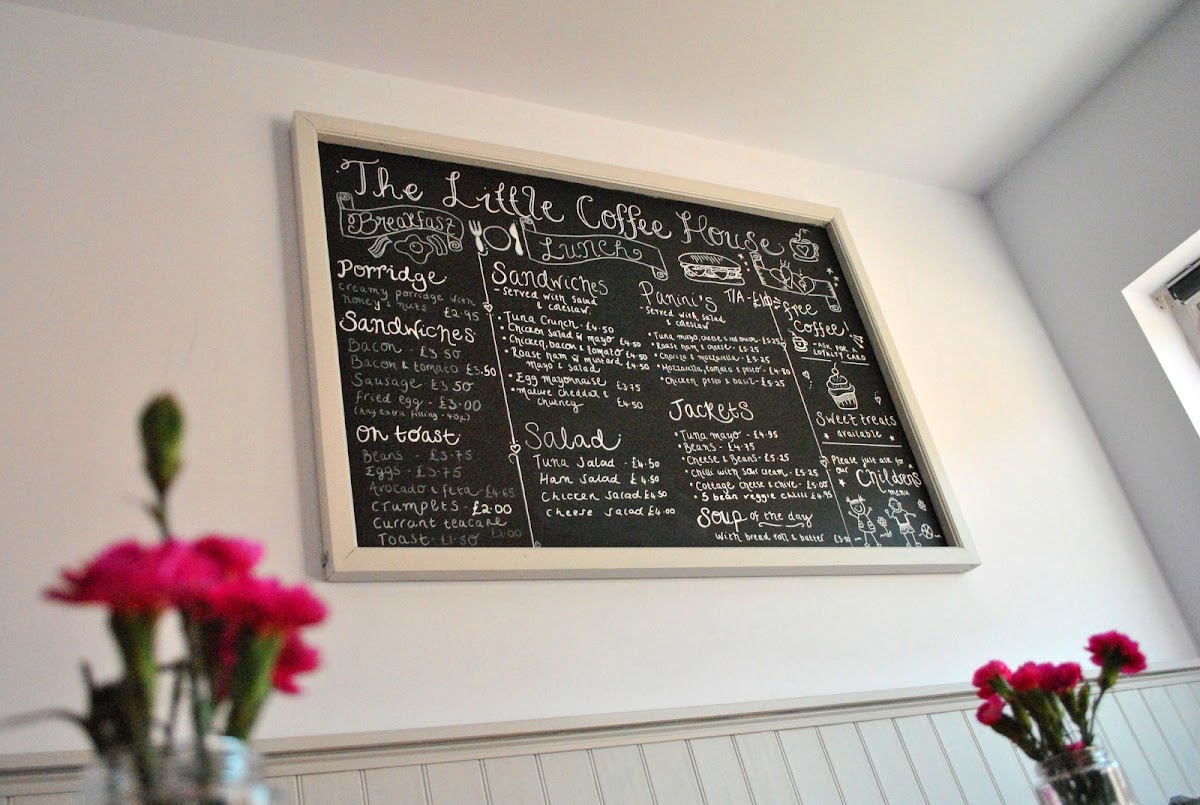 The Little Coffee House Calverley menu board