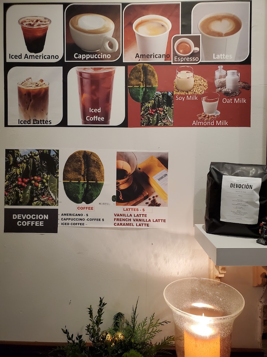 Taekwon Coffee menu board