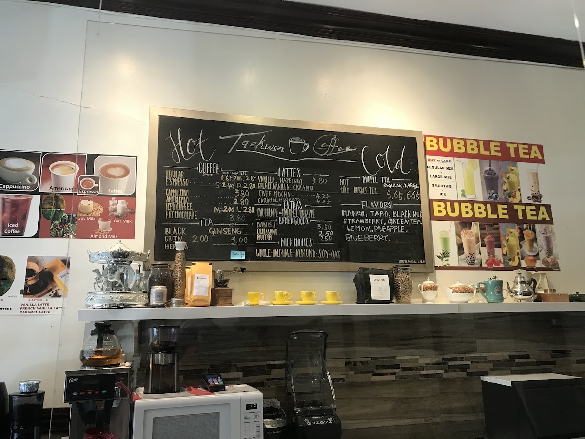 Taekwon Coffee menu board