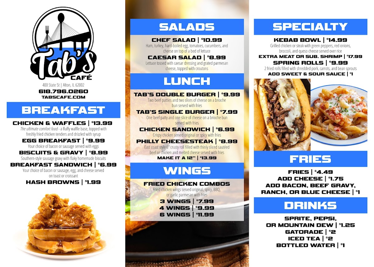 Tab's Cafe menu board