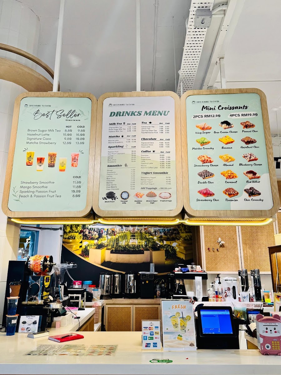 Penang Hill Station Bakery and Bubble Tea menu board