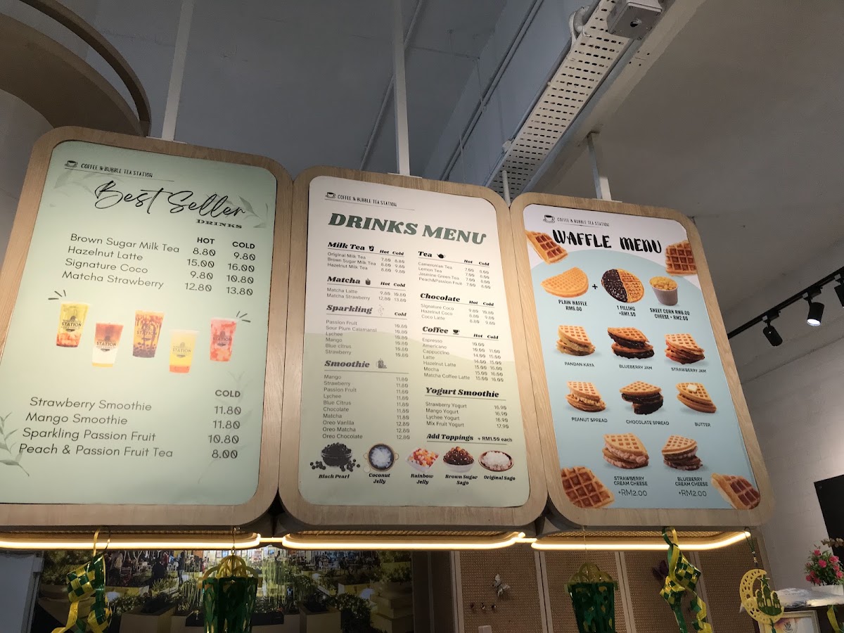 Penang Hill Station Bakery and Bubble Tea menu board