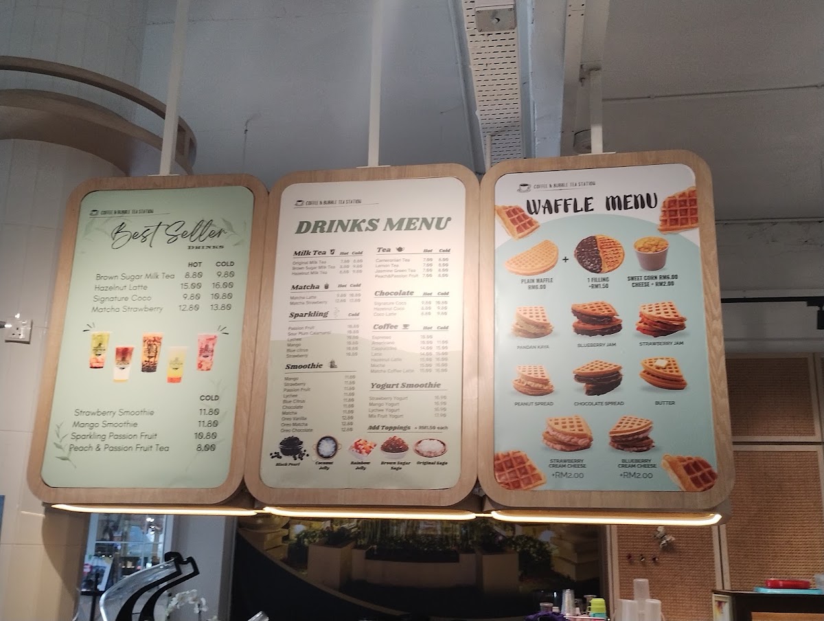 Penang Hill Station Bakery and Bubble Tea menu board