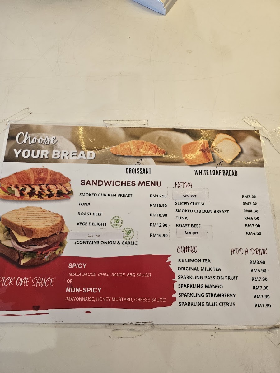 Penang Hill Station Bakery and Bubble Tea menu board