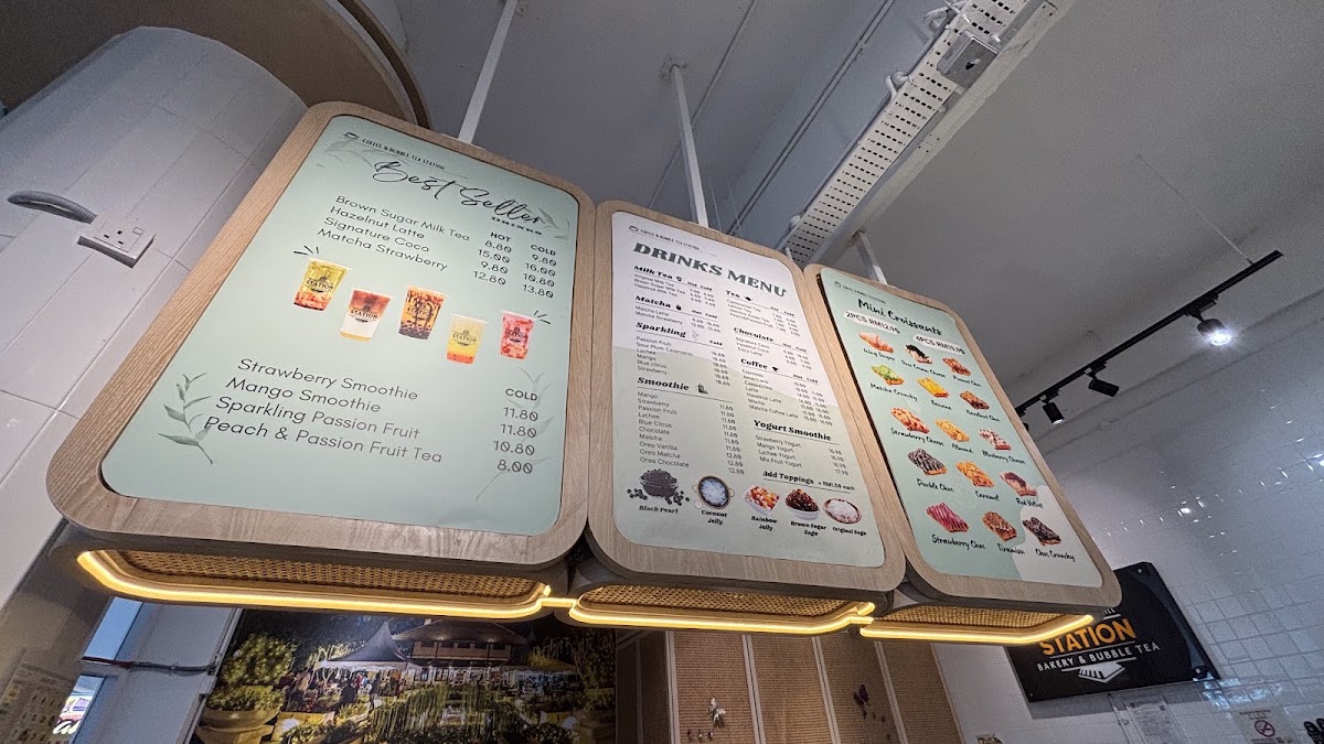 Penang Hill Station Bakery and Bubble Tea menu board