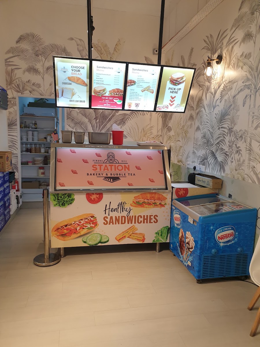 Penang Hill Station Bakery and Bubble Tea menu board