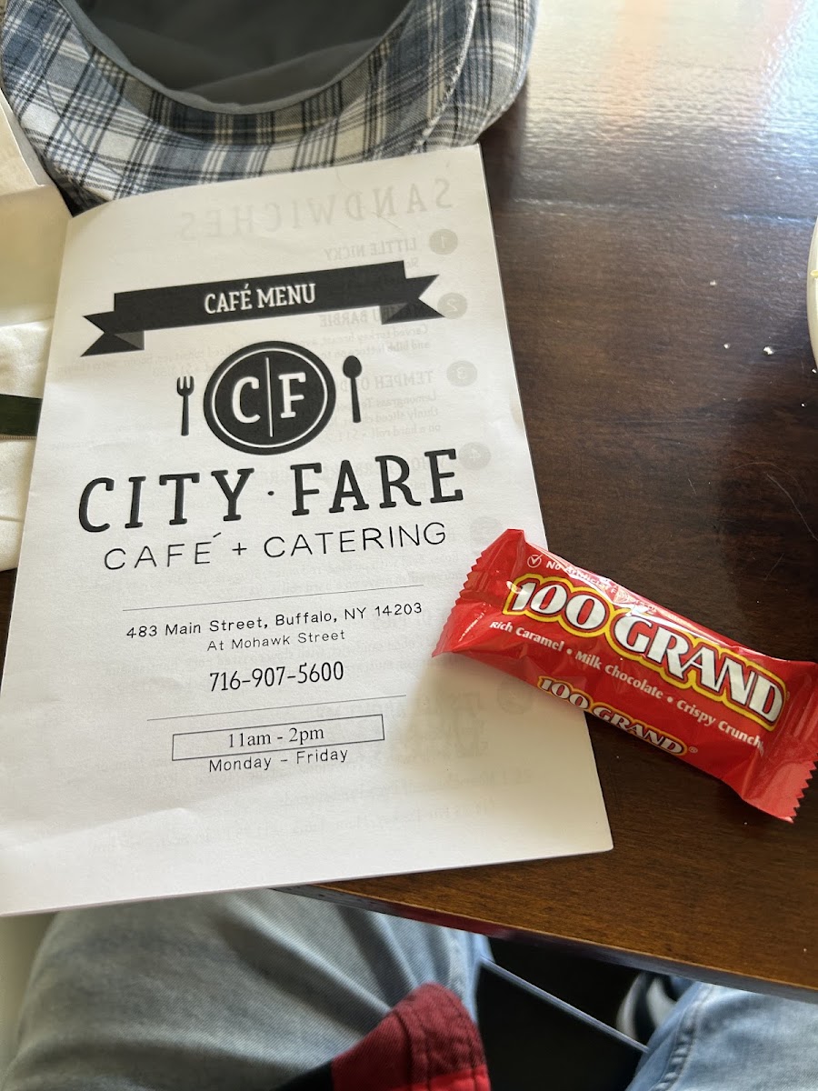 City Fare Cafe and Catering menu board