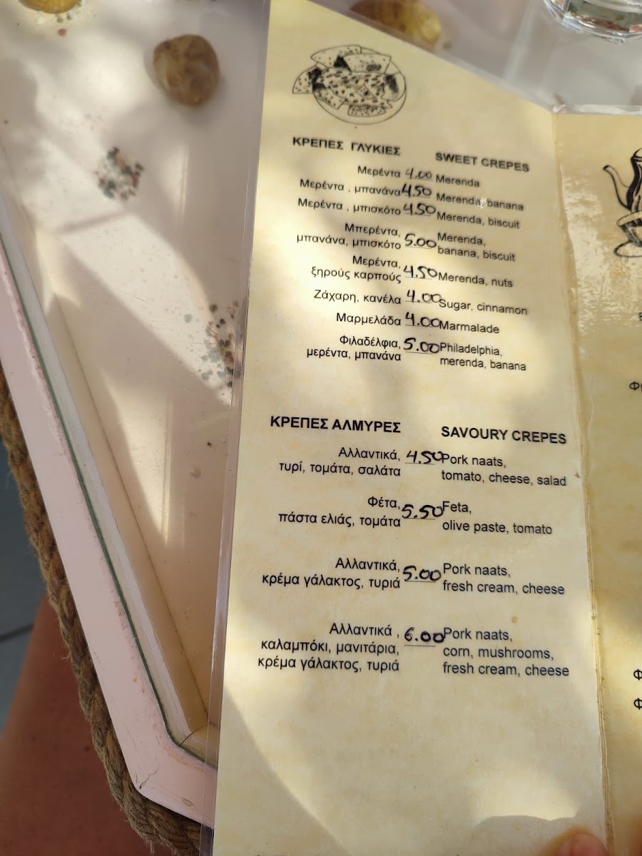 Creperie Sweet Time menu board