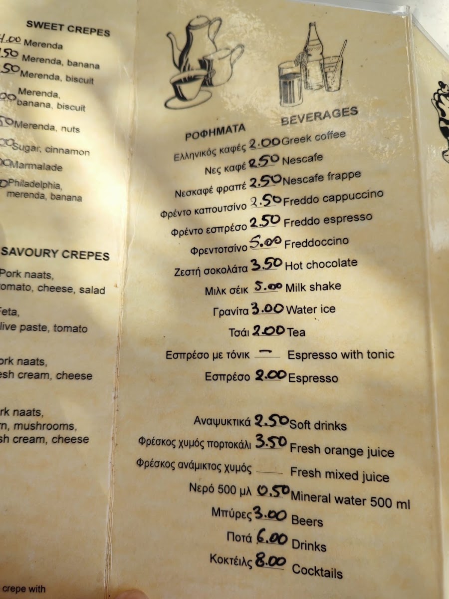 Creperie Sweet Time menu board