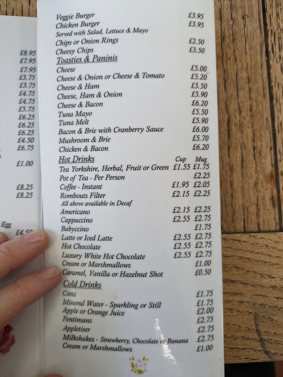 The Old Market Cafe menu board