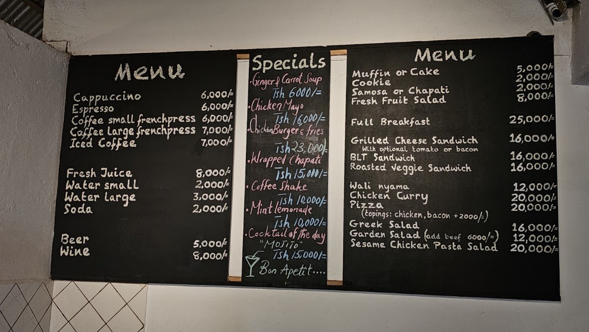 Lilac Café menu board