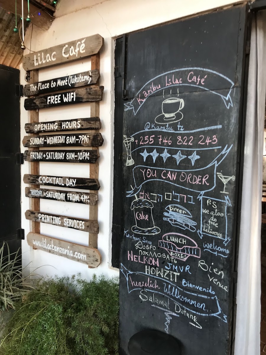 Lilac Café menu board