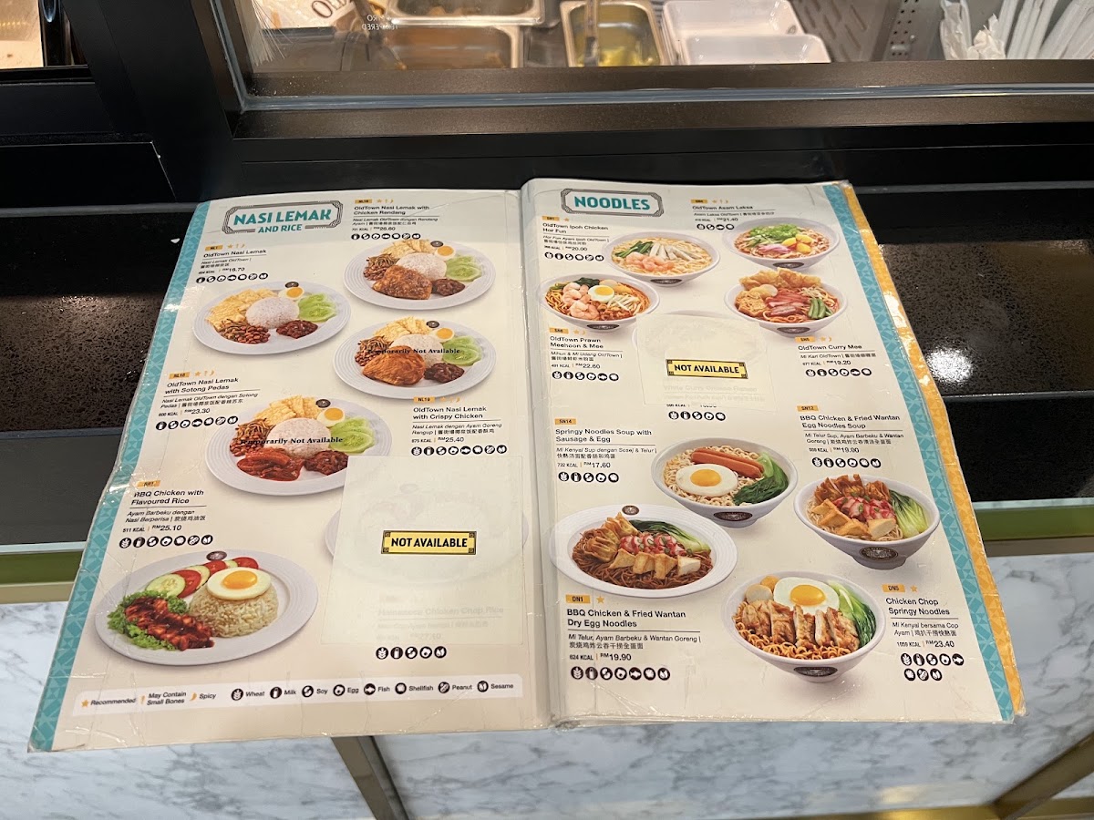 OldTown White Coffee Express (PIA-INT) menu board