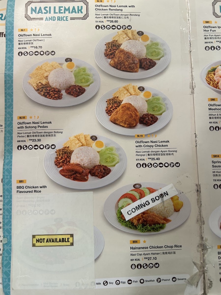 OldTown White Coffee Express (PIA-INT) menu board