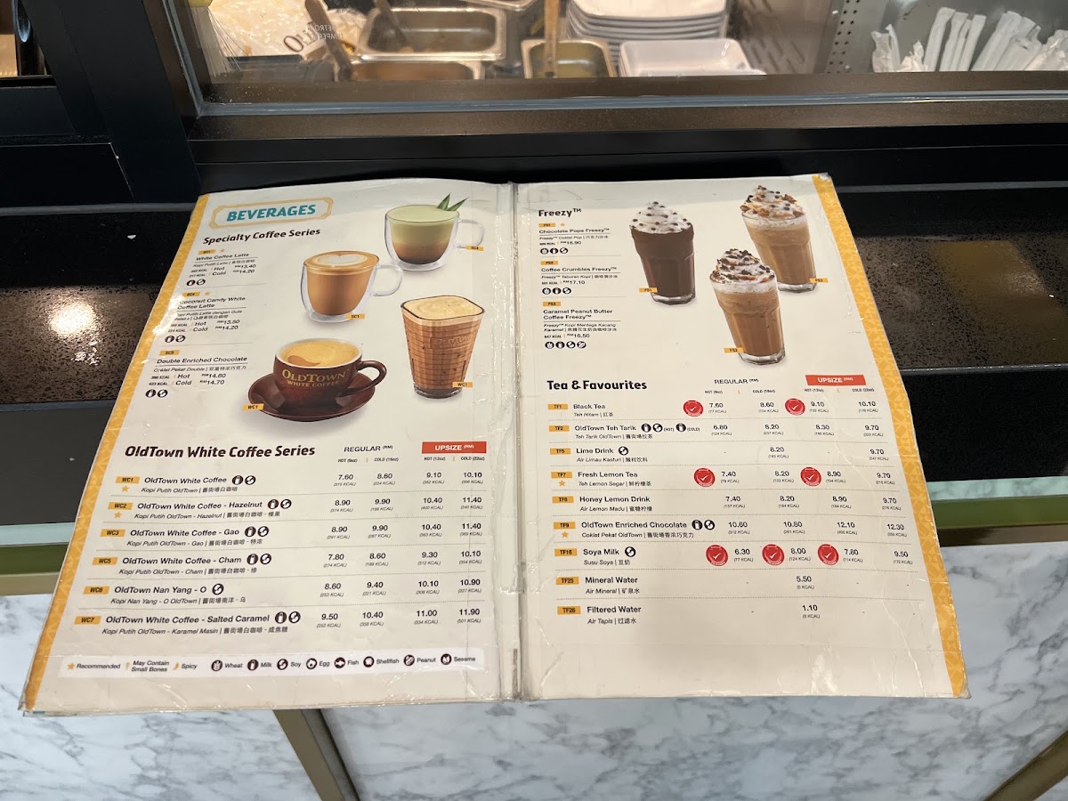 OldTown White Coffee Express (PIA-INT) menu board