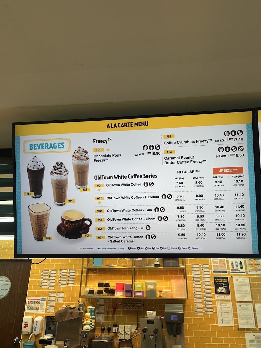 OldTown White Coffee Express (PIA-INT) menu board