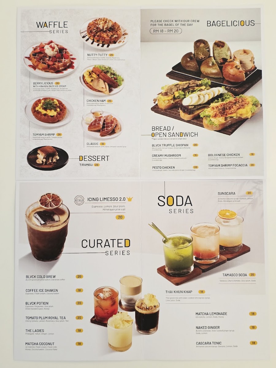 BLVCK Specialty Coffee menu board