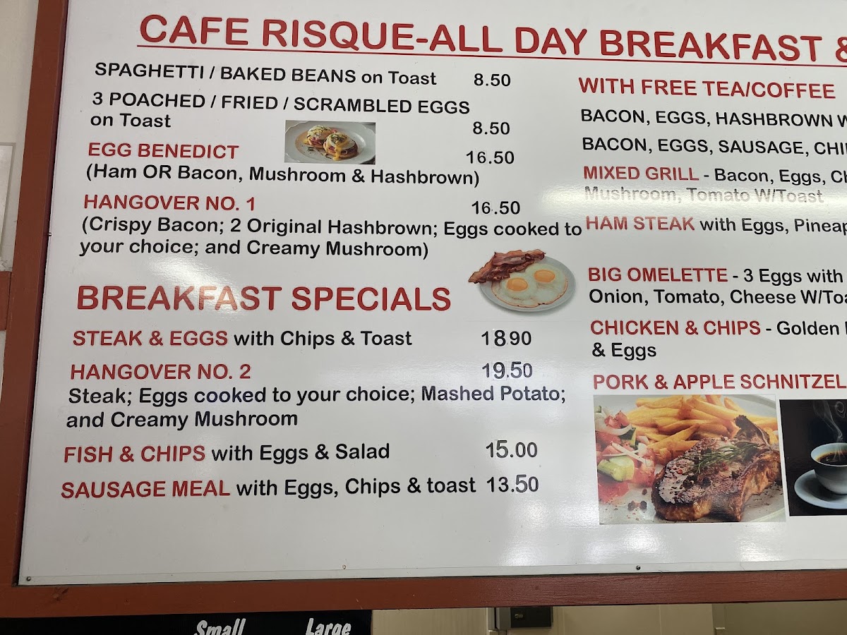 Cafe Risque menu board