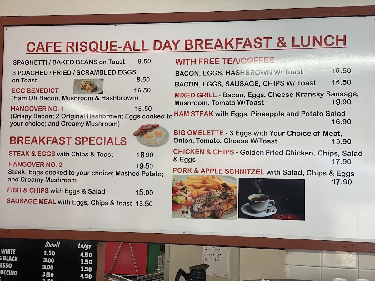 Cafe Risque menu board