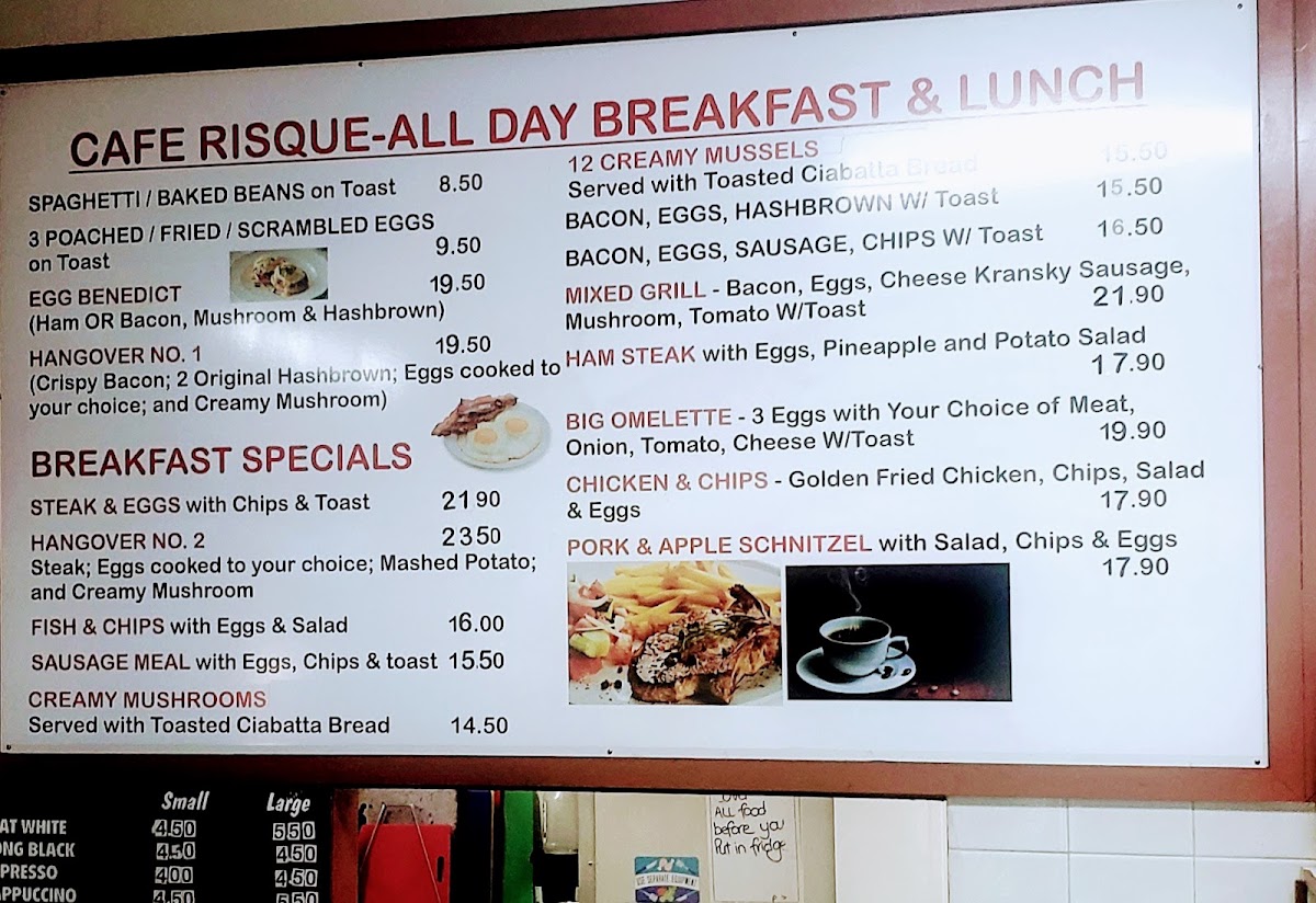 Cafe Risque menu board