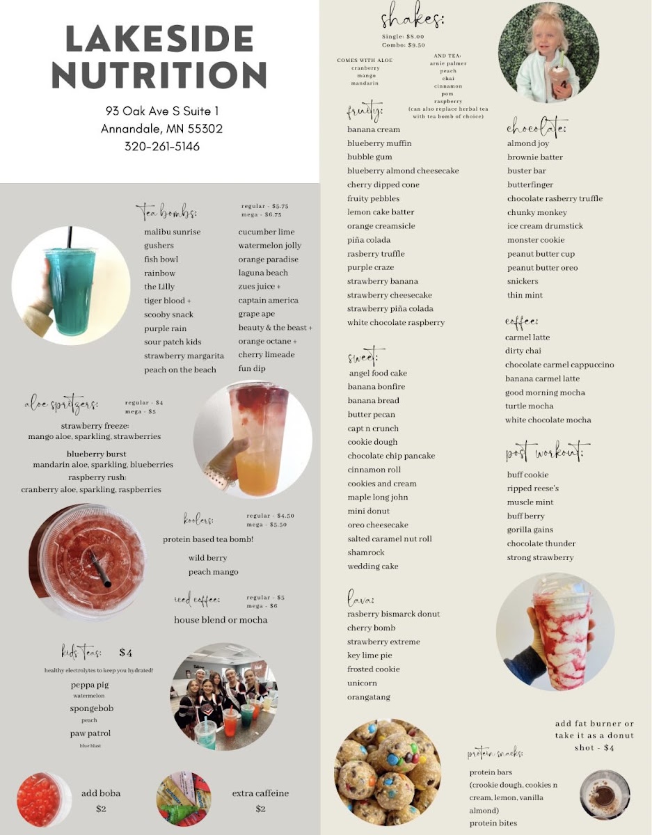 Lakeside Nutrition menu board
