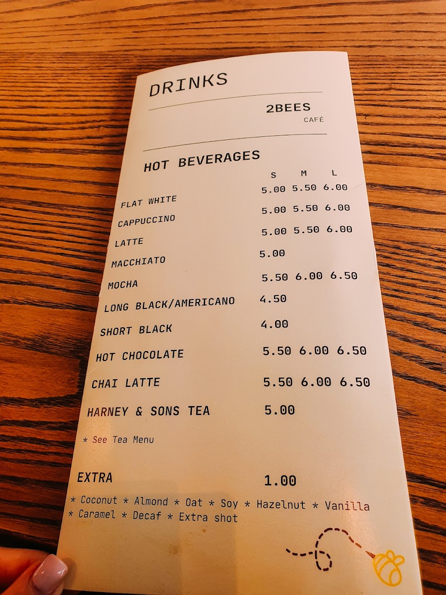 2BEES Cafe menu board