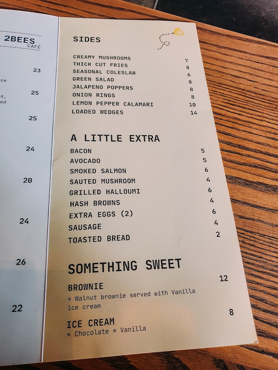 2BEES Cafe menu board