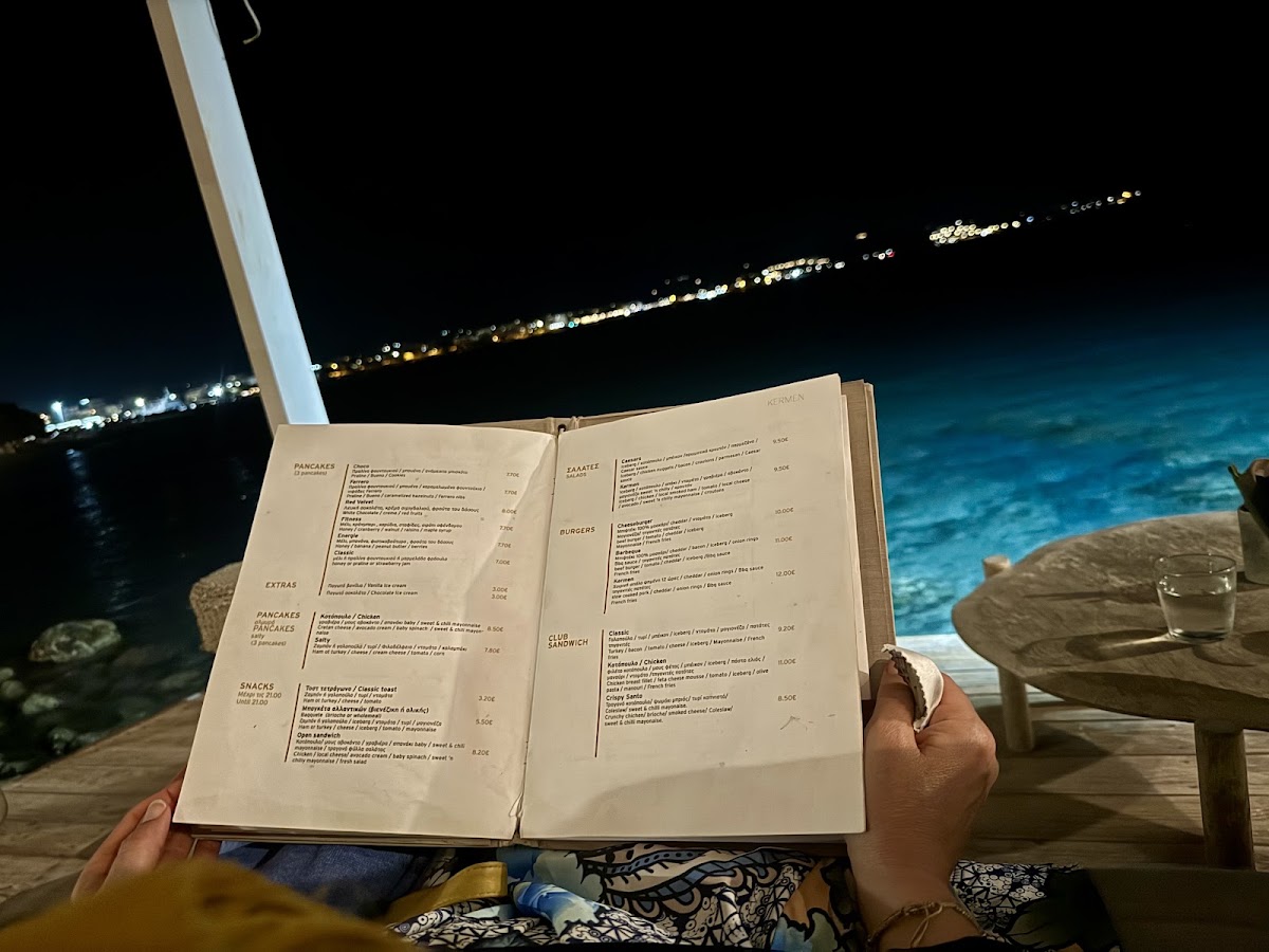 Kermen Seaside Experience menu board