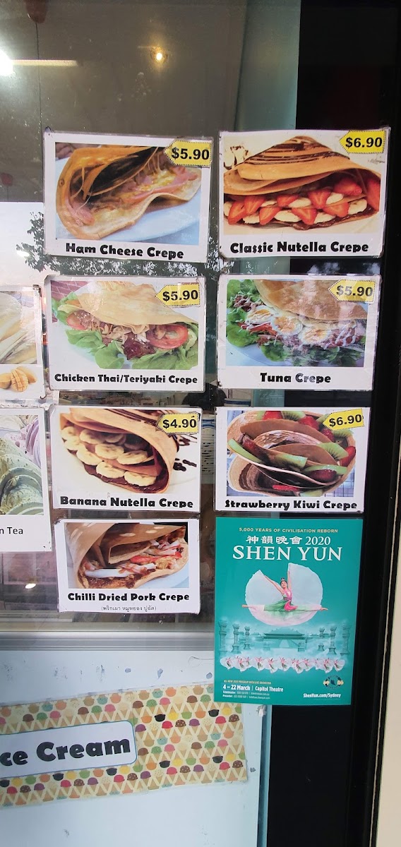 Sweet Rainbow Cafe menu board