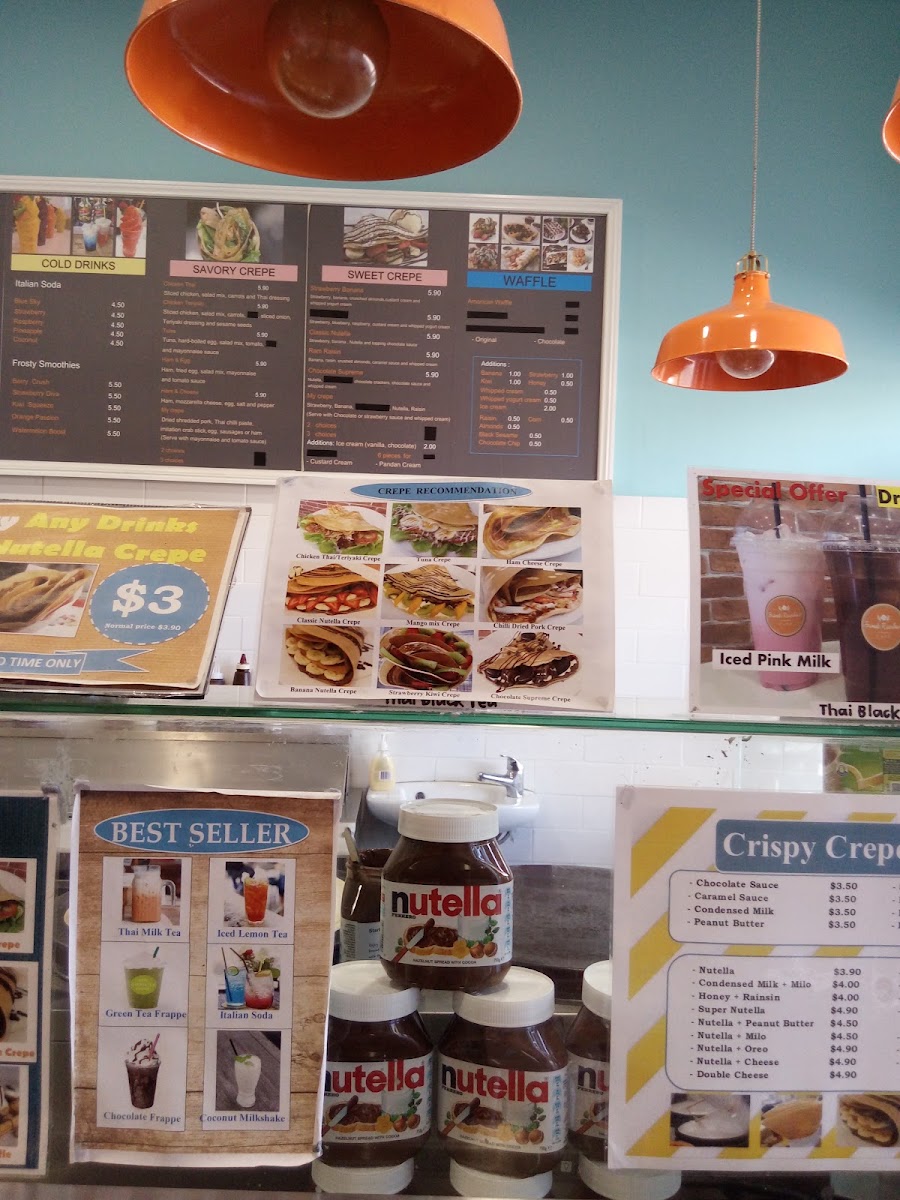 Sweet Rainbow Cafe menu board