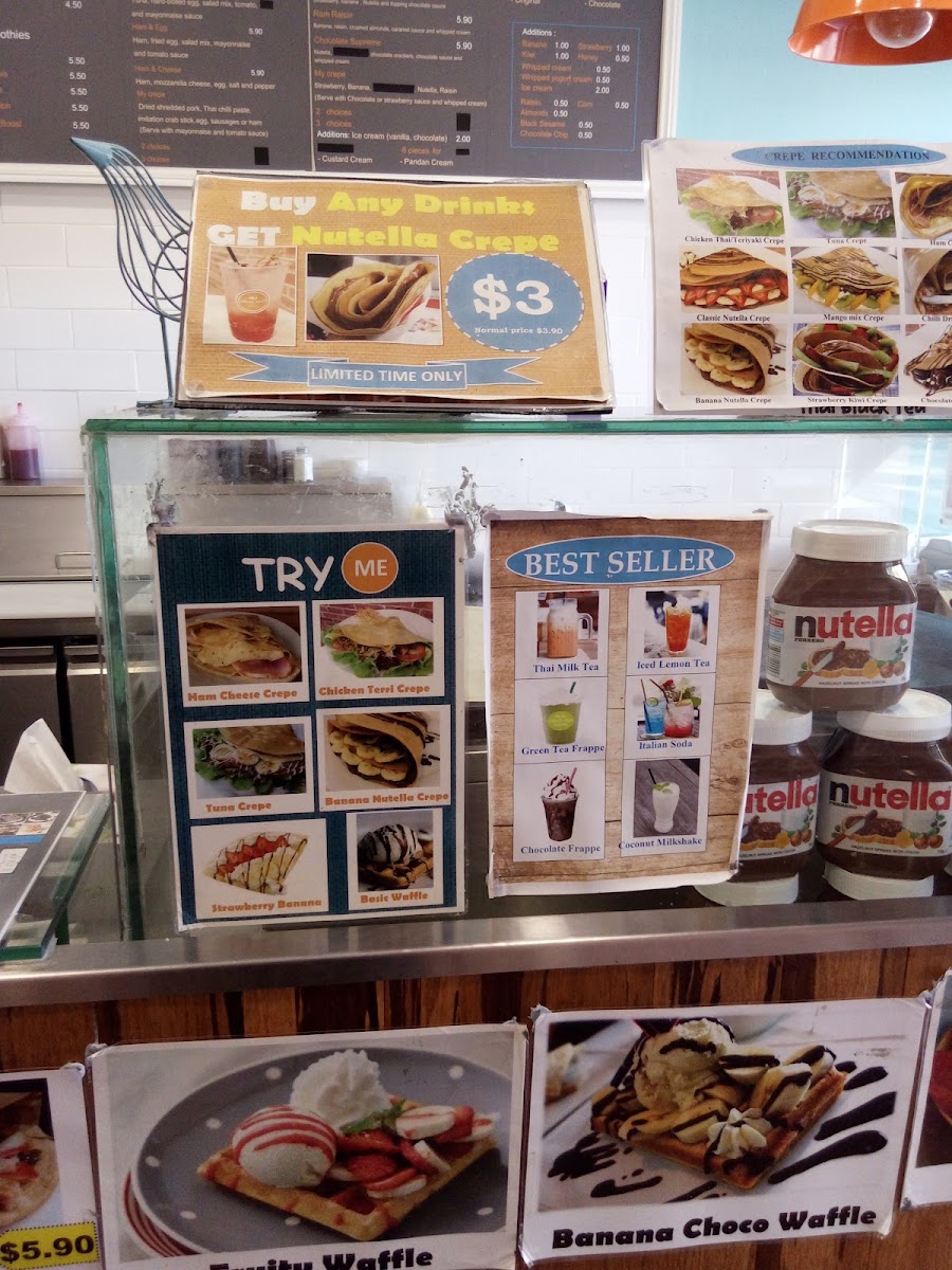 Sweet Rainbow Cafe menu board