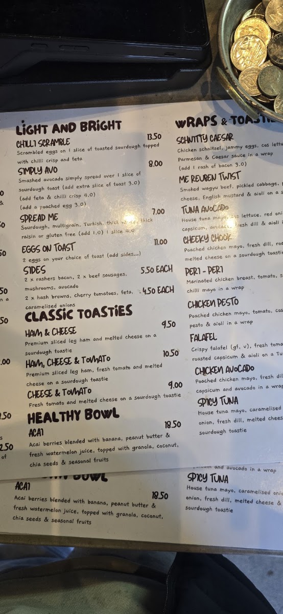 ME Coffee Merchants menu board
