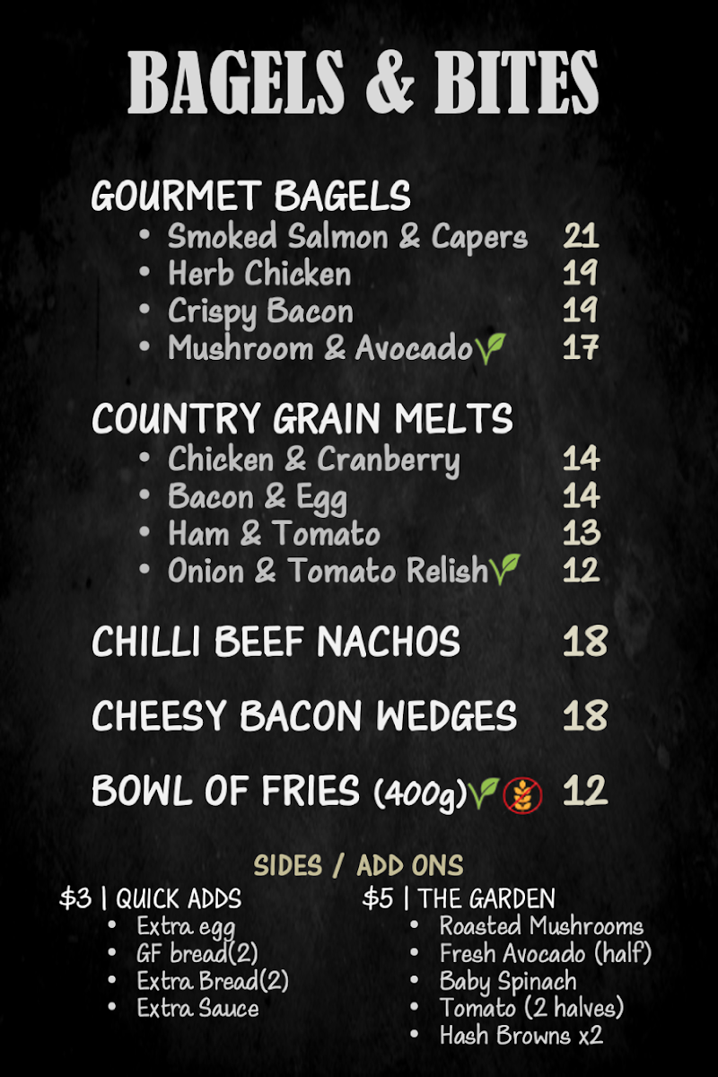 Carlaw Park Cafe menu board