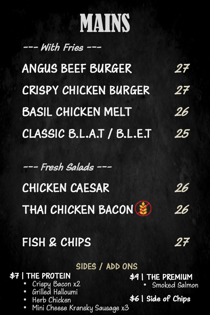 Carlaw Park Cafe menu board