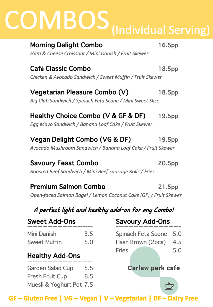 Carlaw Park Cafe menu board