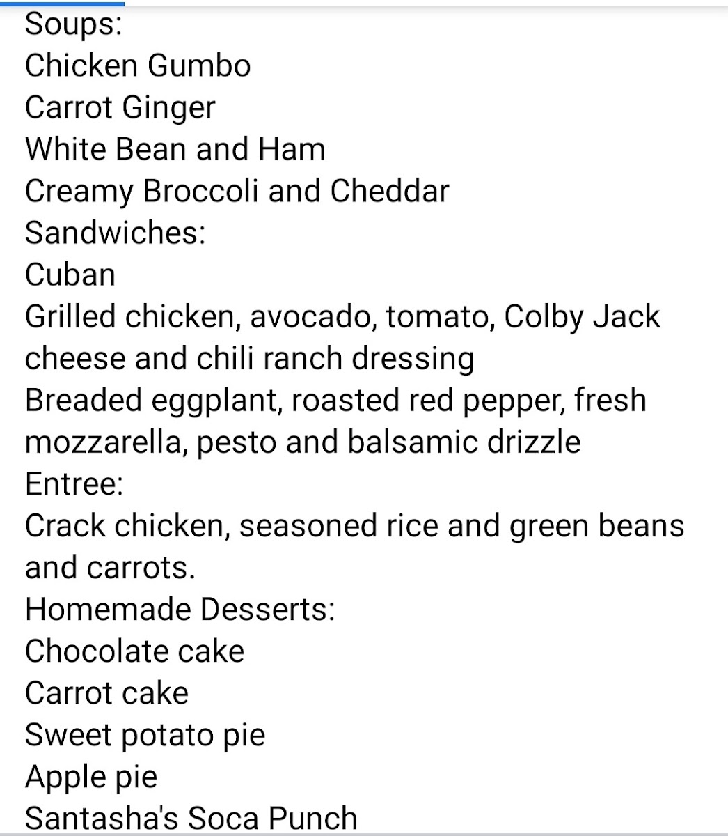 Soups 'n' Such menu board