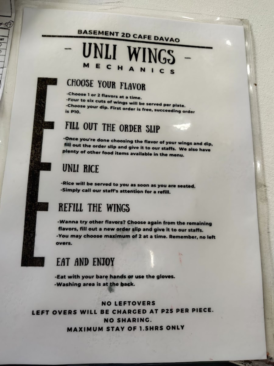 Basement Cafe & Bar menu board