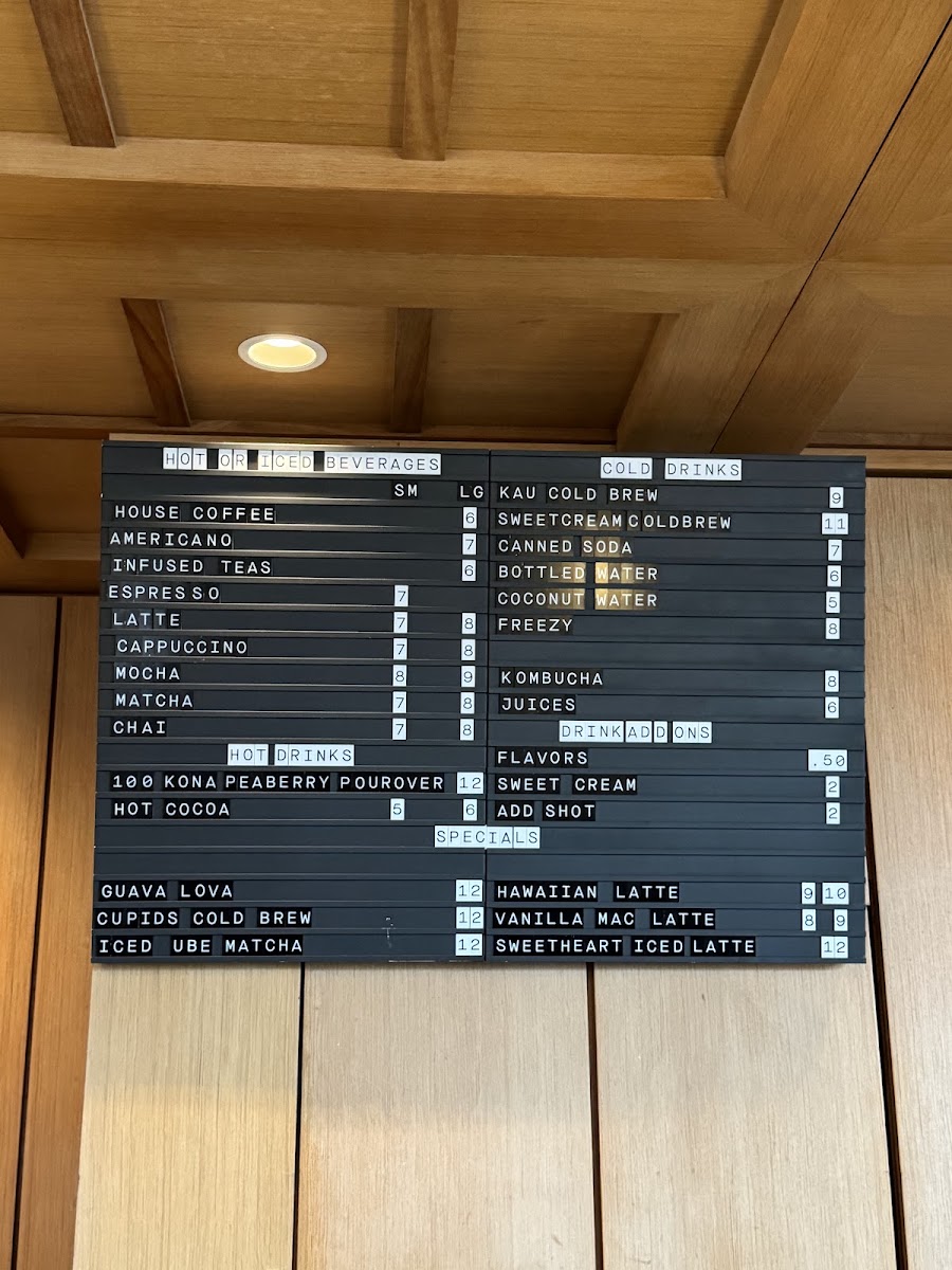 Hokulea, Four Seasons Resort at Ko Olina menu board