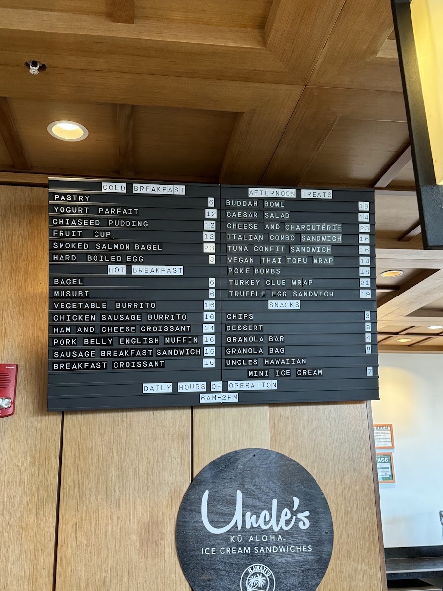 Hokulea, Four Seasons Resort at Ko Olina menu board