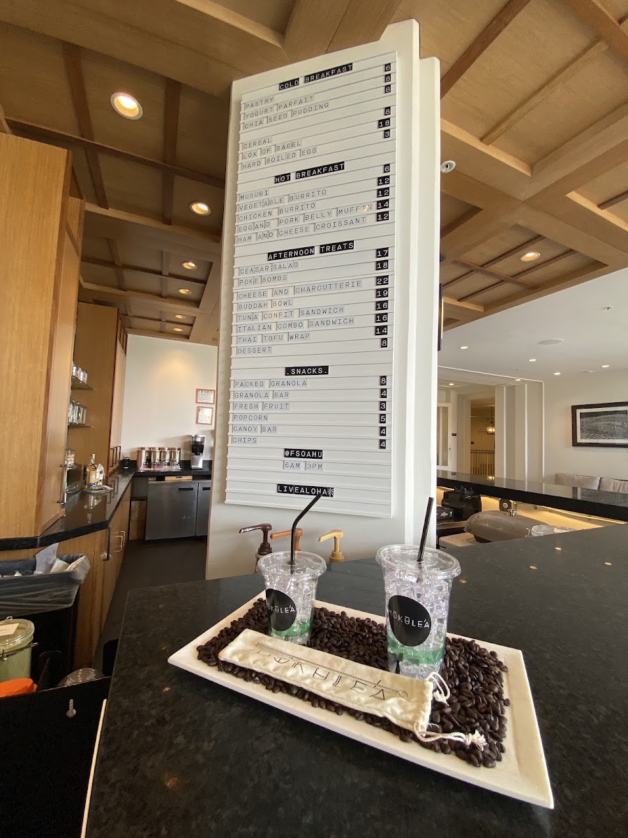 Hokulea, Four Seasons Resort at Ko Olina menu board