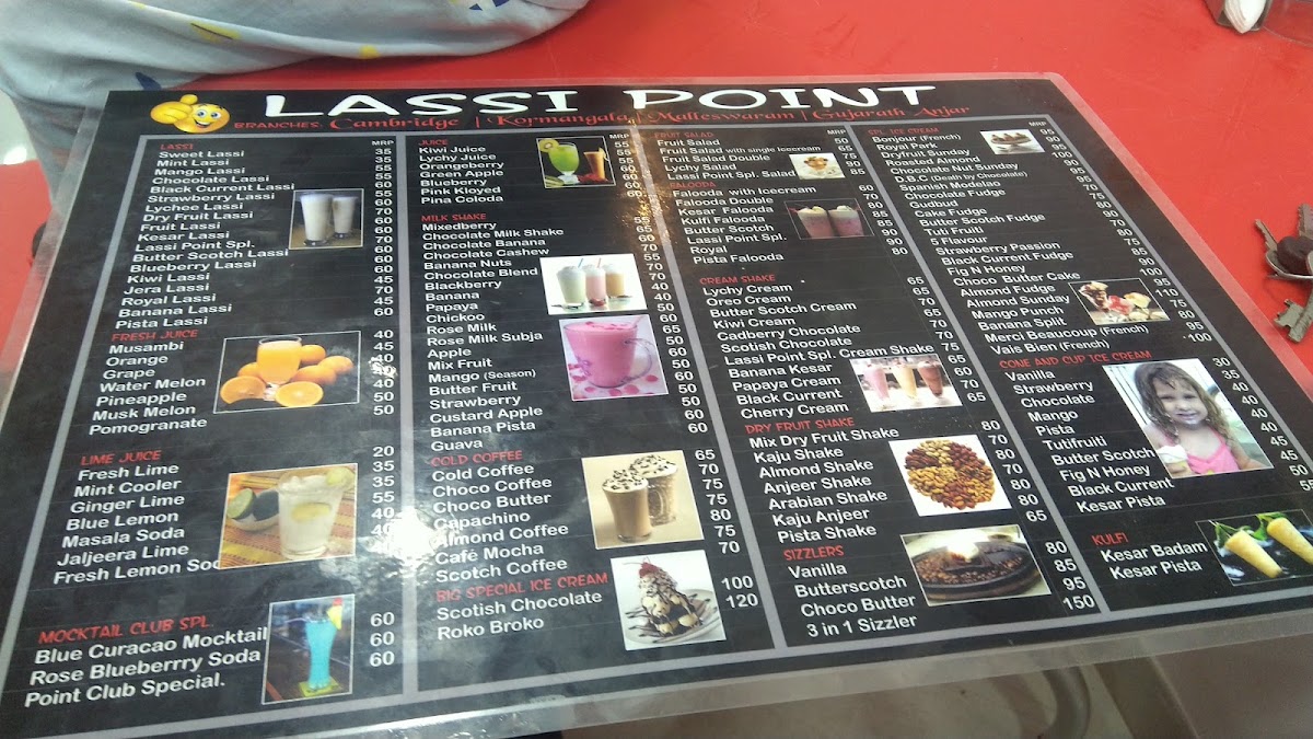 Friends Cafe & The Lassi Point menu board