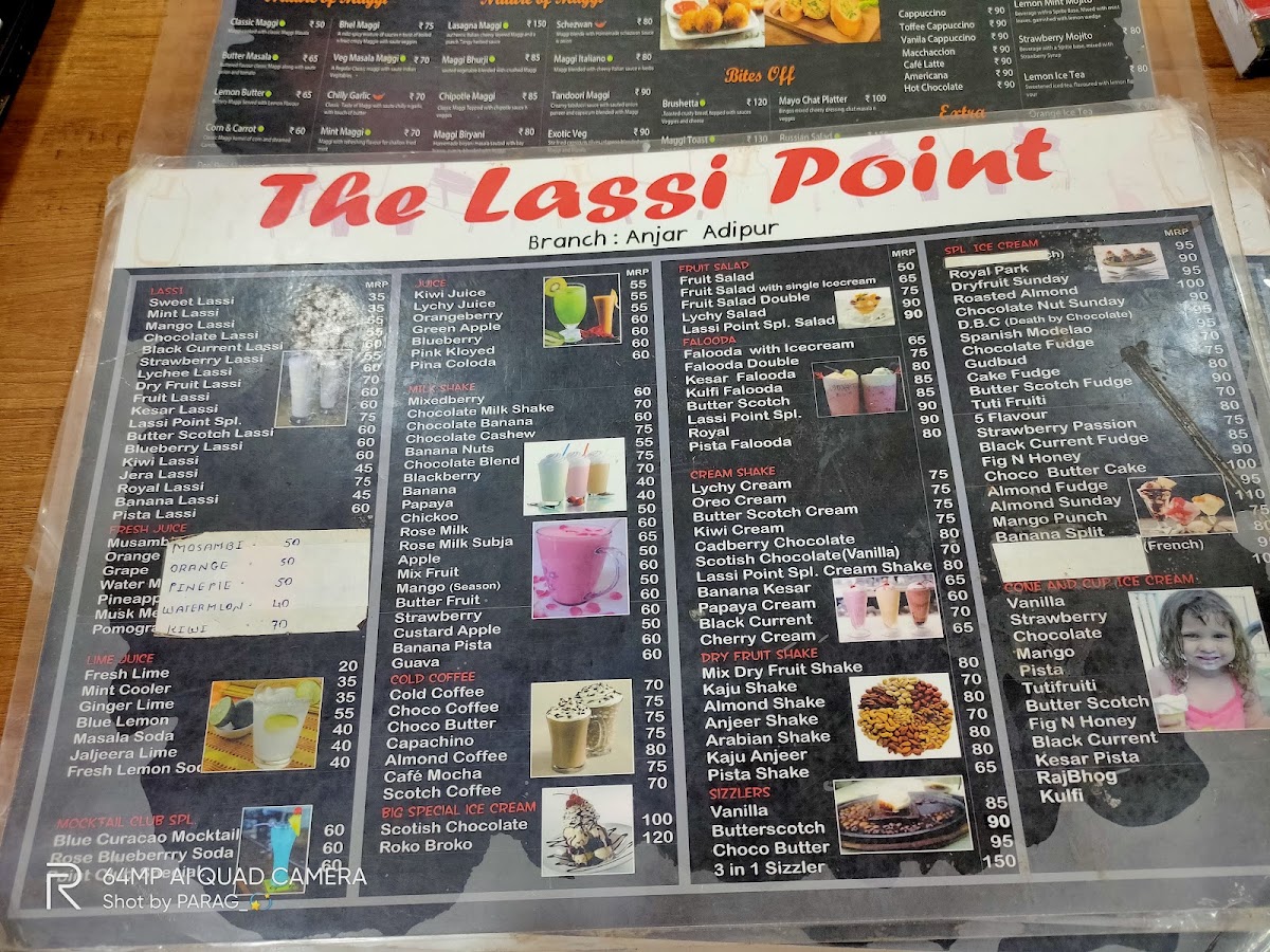 Friends Cafe & The Lassi Point menu board